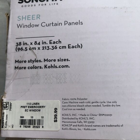 Sonoma Decorative Window Curtain Panels 2 Pack Leaf Embroidery - Picture 10 of 13